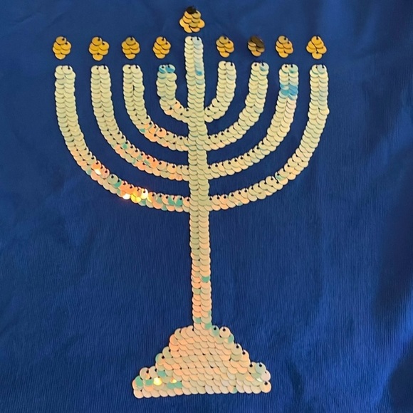 Cat & Jack Hanukkah Long Sleeve Sequin Flip Tulle Dress - Picture 5 of 8